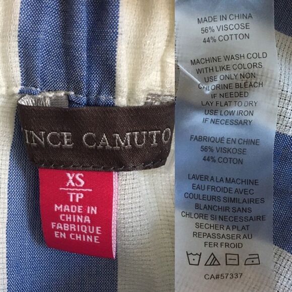 VINCE CAMUTO Sleeveless Off Shoulder Striped Blouse Blue White XS - Picture 12 of 12